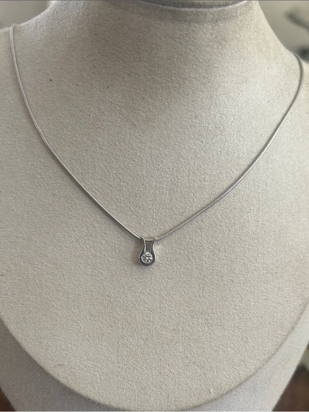 White Gold Solitaire Diamond Pendant Necklace